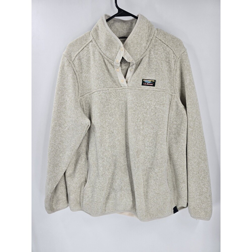 LL Bean Sweater Fleece Womens Ivory/off White Pullover Hiking Outdoors 2X Reg